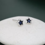 Darkest Blue CZ Star Stud Earrings in Sterling Silver, Silver or Gold, Sparkly Crystal Star Earrings, Stacking Earrings