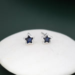 Darkest Blue CZ Star Stud Earrings in Sterling Silver, Silver or Gold, Sparkly Crystal Star Earrings, Stacking Earrings
