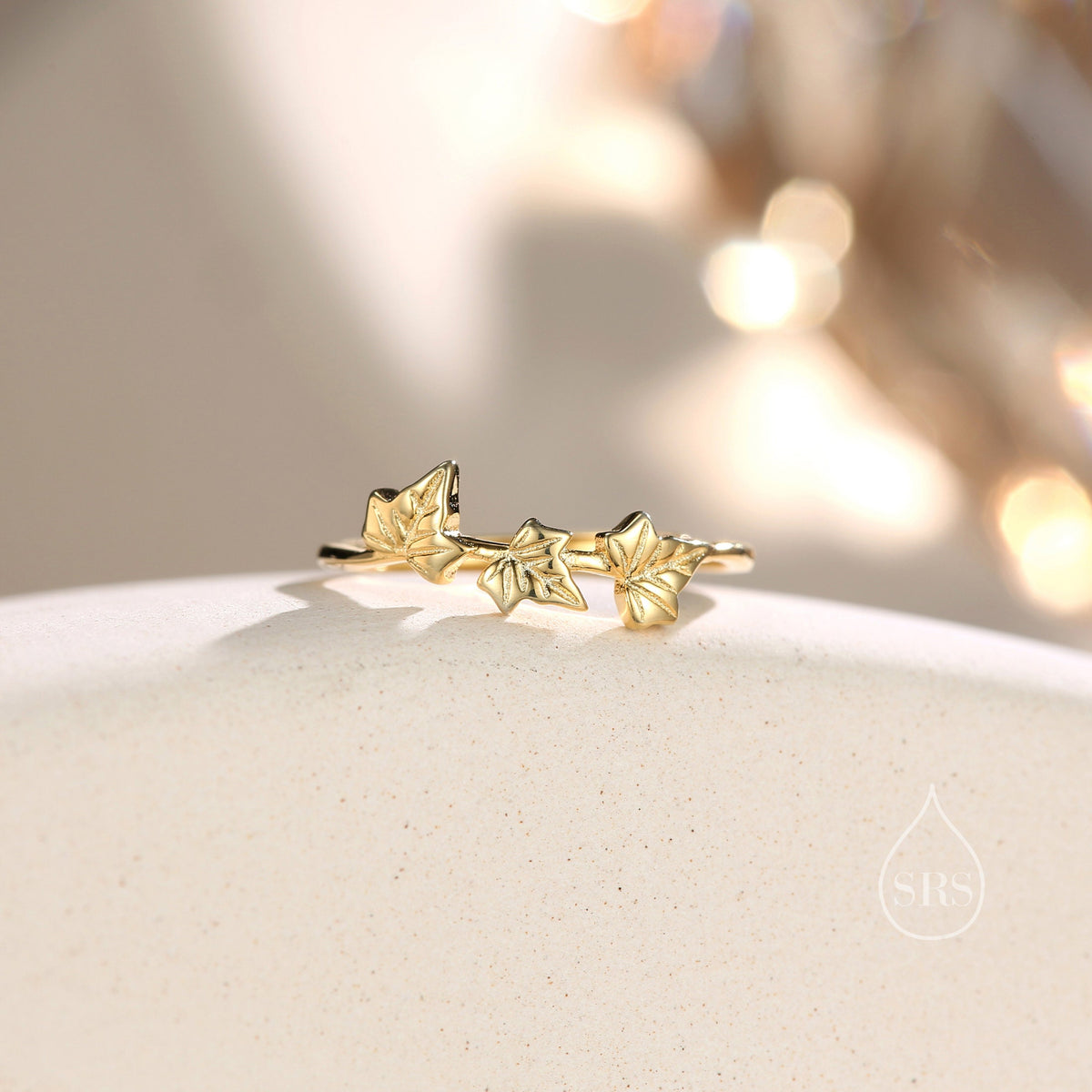 Sycamore Maple Leaf Motif Ring in Sterling Silver, Adjustable Size, Silver of Gold, Botanical Jewellery, Autumn Leaf Ring