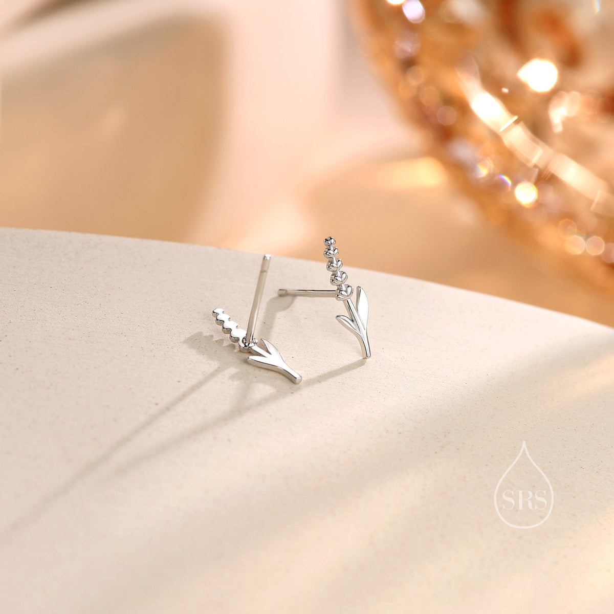 Extra Tiny Lavender Stud Earrings in Sterling Silver, Silver or Gold or Rose Gold, Delicate Lavender Flower Earrings