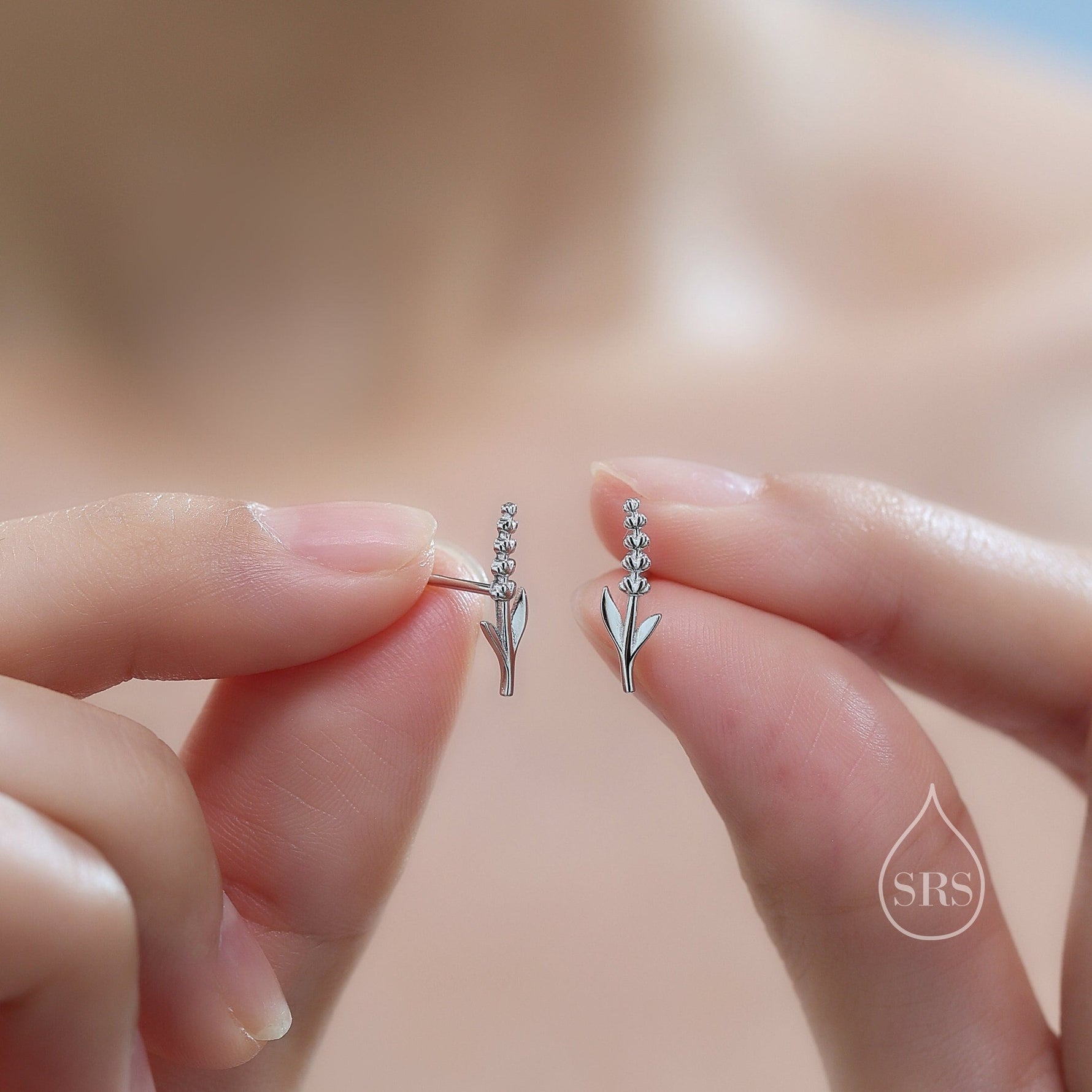lavender flower earrings Extra Tiny Lavender Stud Earrings in Sterling Silver, Silver or Gold o – Silver Rain Silver