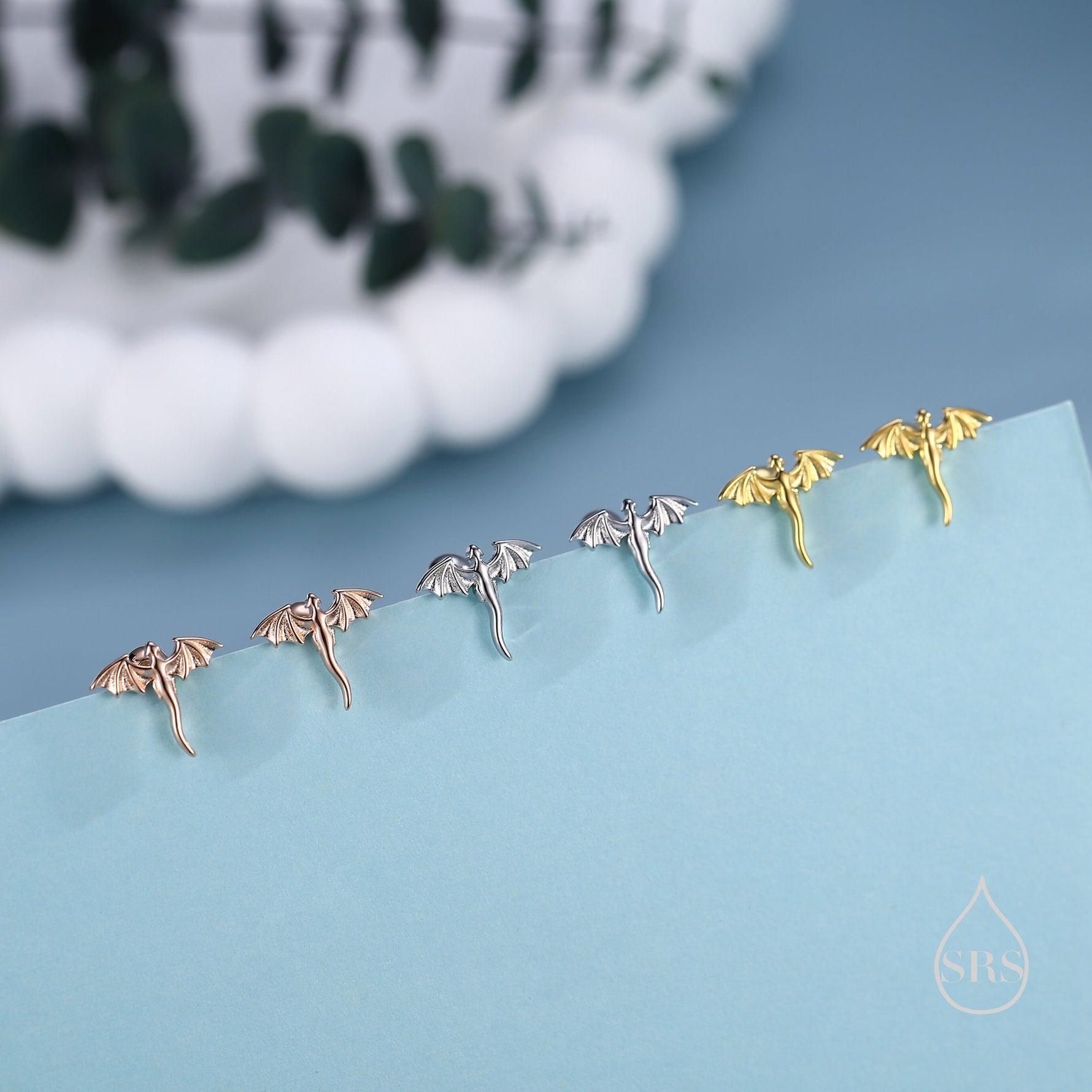 Extra Tiny Dragon 16G Internally Threaded Flat Back Earrings in Sterling Silver