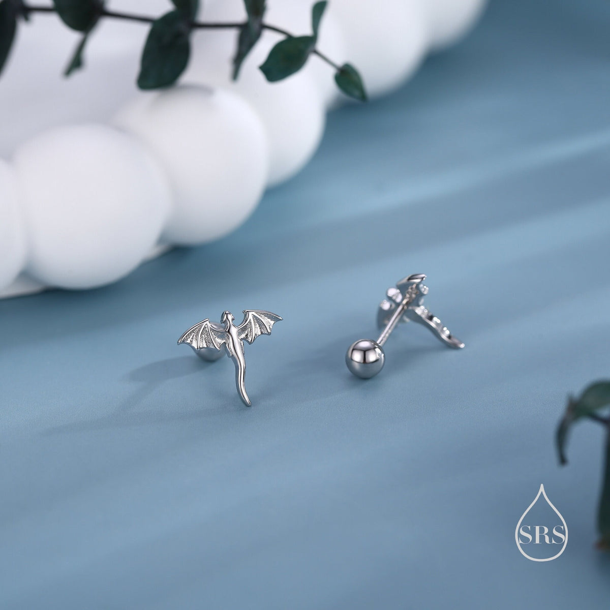 Extra Tiny Dragon Screw Back / Flat Back Earrings in Sterling Silver, Silver or Gold or Rose Gold, Sterling Silver Dragon Earrings