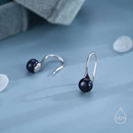 Genuine Black Freshwater Pearl Hook Earrings in Sterling Silver, Natural Freshwater Pearls, Silver or Gold, Natural Black Button Pearl