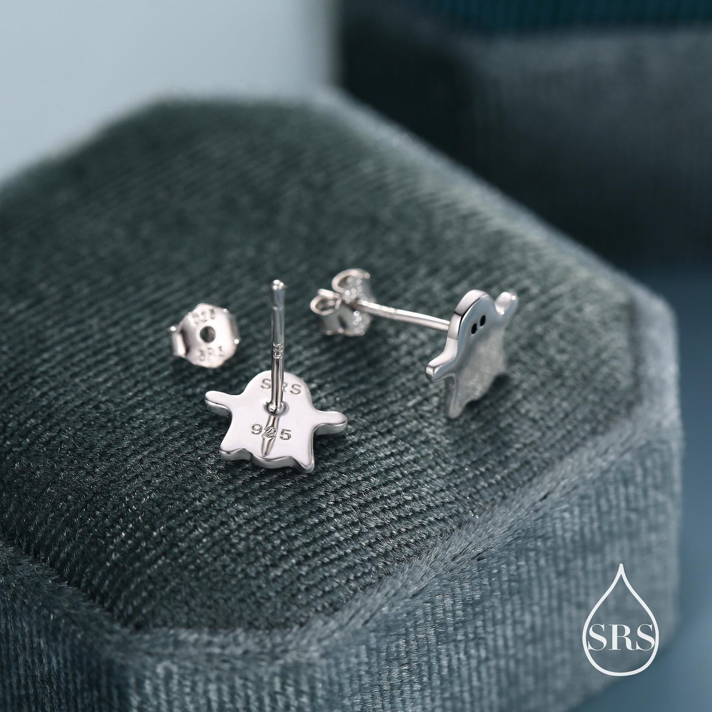 Delicate Minimalist Ghost Stud Earrings in Sterling Silver,  Tiny Ghost Earrings