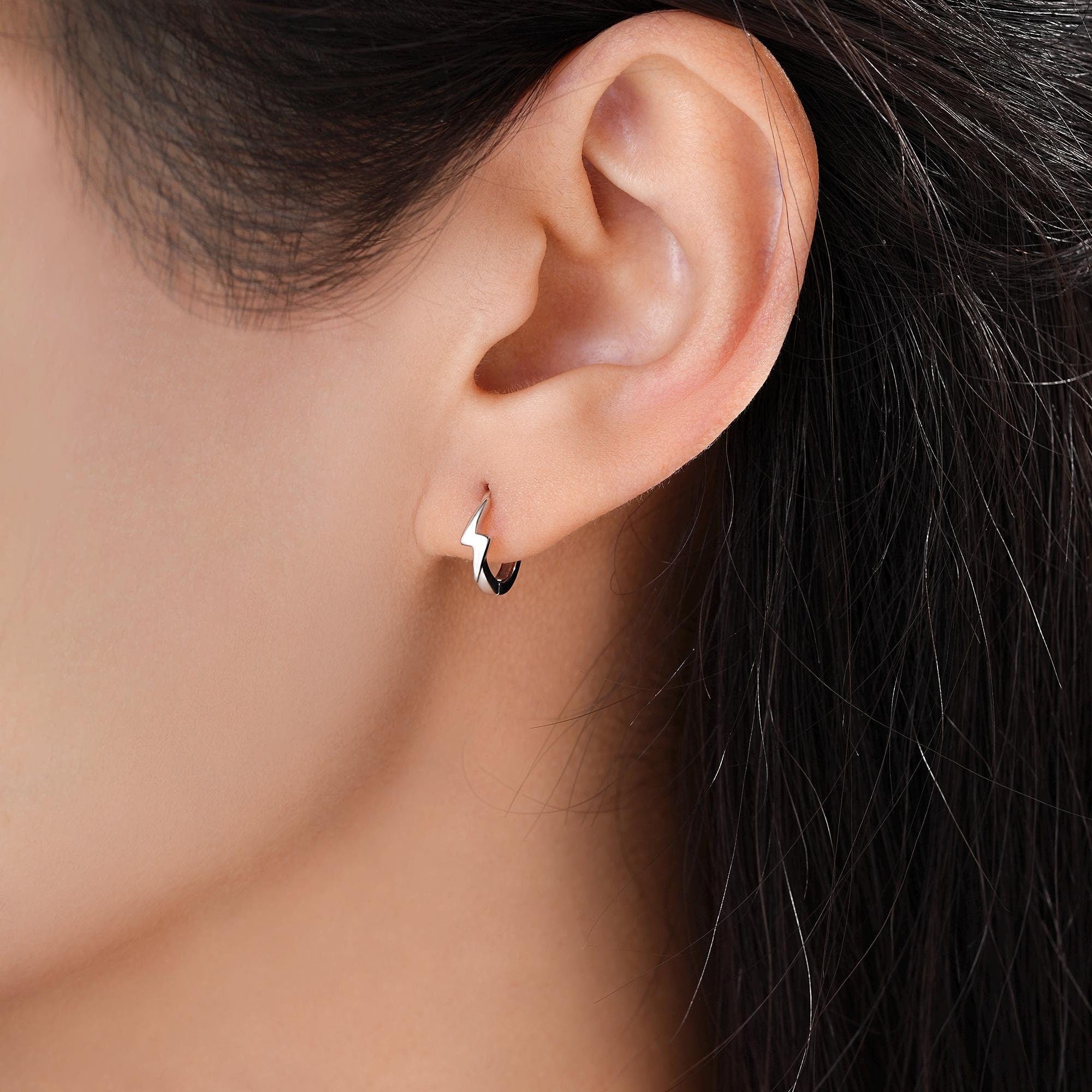 Lightning bolt hoop earrings silver online