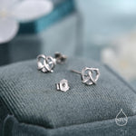 Extra Tiny Pretzel Heart Knot Earrings in Sterling Silver, Silver, Gold or Rose Gold, Knot Earrings, Heart Earrings, Pretzel Earrings