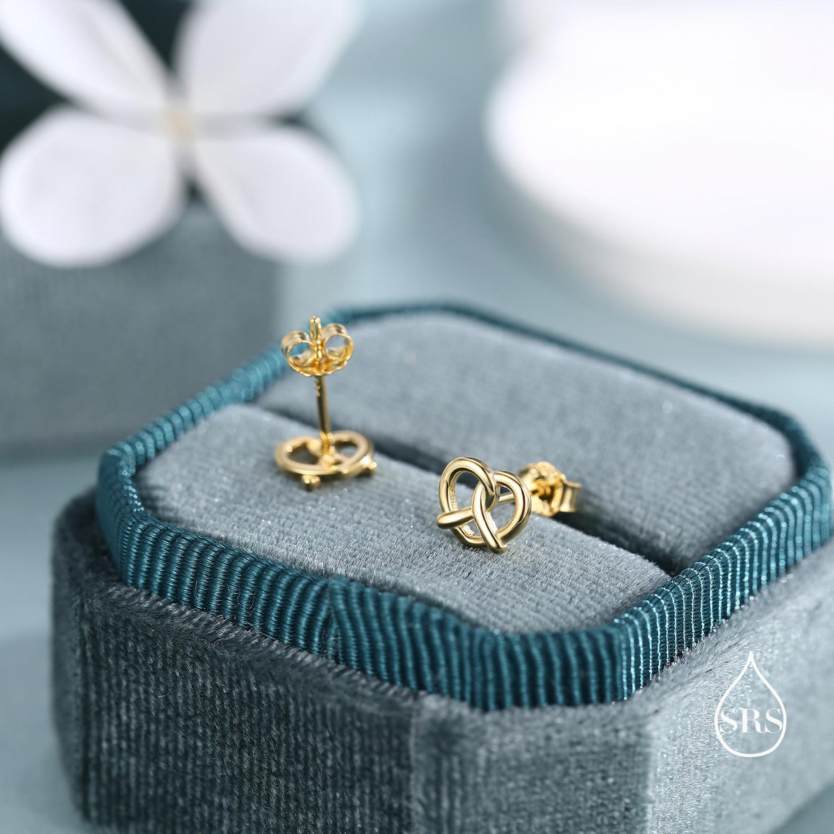 Extra Tiny Pretzel Heart Knot Earrings in Sterling Silver, Silver, Gold or Rose Gold, Knot Earrings, Heart Earrings, Pretzel Earrings