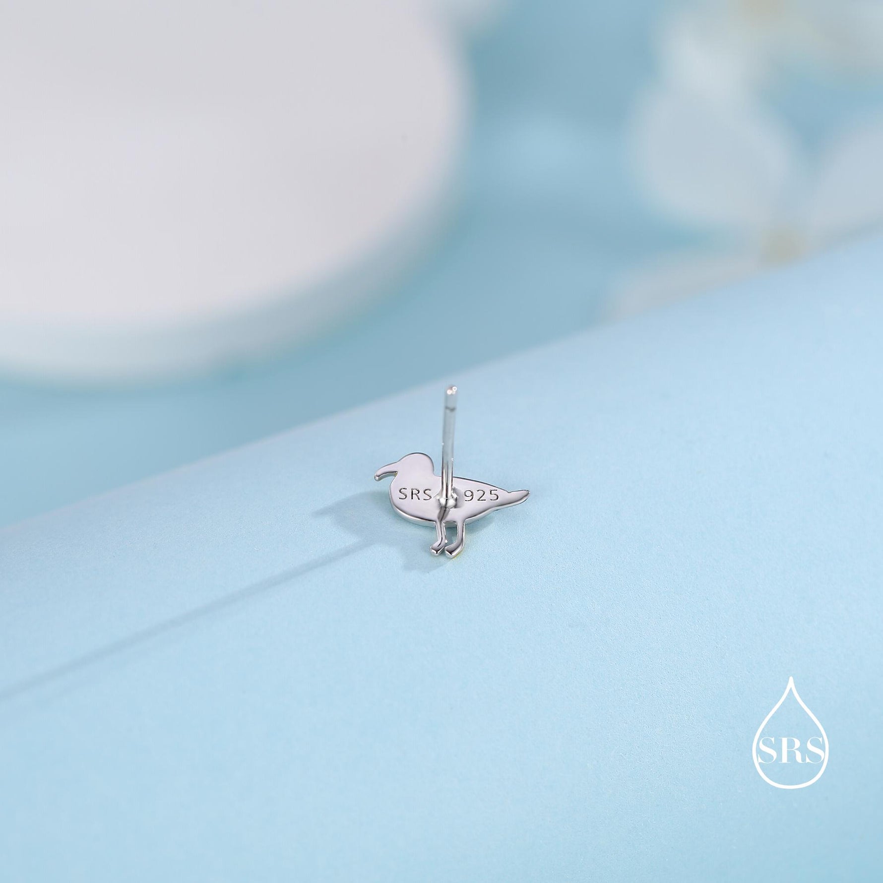 Tiny Sterling Silver Seagull Bird Stud Earrings, Enamel Coated Seagull Bird Earrings, Nature Inspired Animal Earrings, Seagull Stud