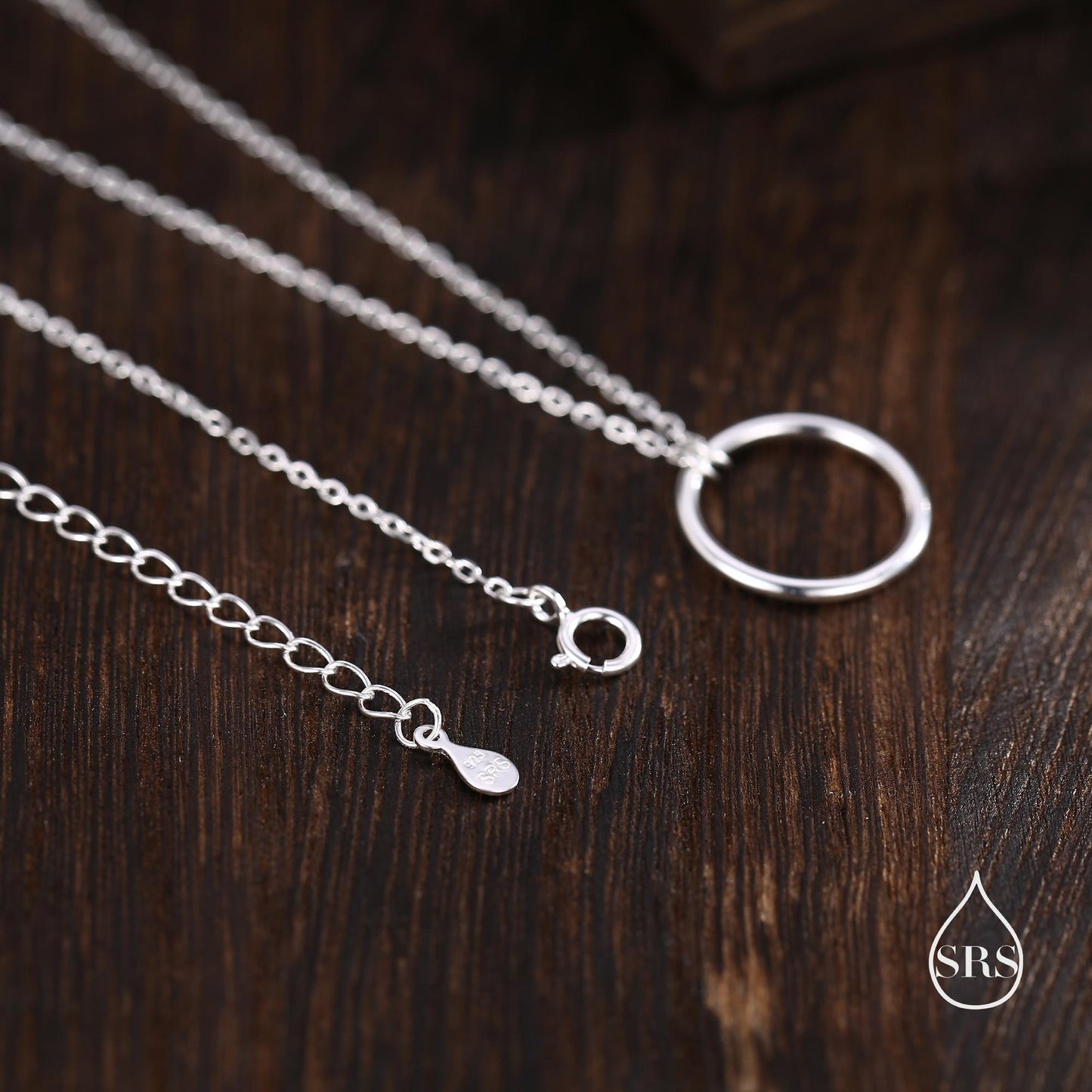 Minimal Skinny Circle Pendant Necklace in Sterling Silver, Silver or Gold or Rose Gold, Delicate  Circle Geometric Necklace