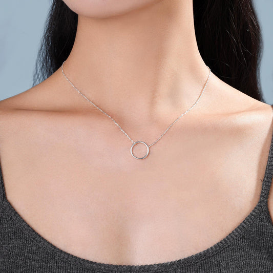 Minimal Skinny Circle Pendant Necklace in Sterling Silver, Silver or Gold or Rose Gold, Delicate  Circle Geometric Necklace