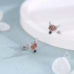 Enamel Highland Cow Stud Earrings in Sterling Silver, Highland Bull Earrings, Cow Earrings, Scottish Design