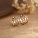 Double Hoop Effect Earrings in Sterling Silver, V shape Hoop Earrings, Silver, Gold, Rose Gold, Dainty and Delicate