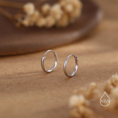 Geometric Small and Large Circle Hoop Earrings in Sterling Silver - Minimalist and Dainty Jewellery - Modern and Contemporary Design