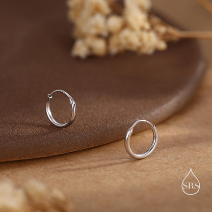 Geometric Small and Large Circle Hoop Earrings in Sterling Silver - Minimalist and Dainty Jewellery - Modern and Contemporary Design