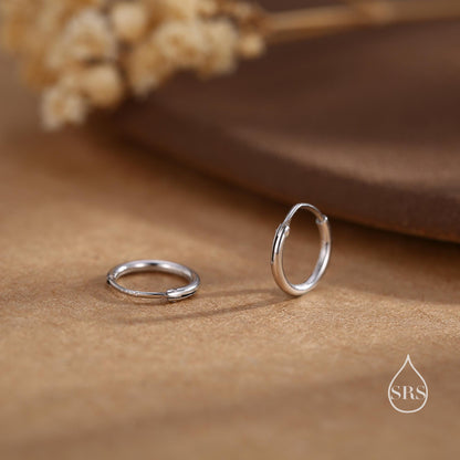 Geometric Small and Large Circle Hoop Earrings in Sterling Silver - Minimalist and Dainty Jewellery - Modern and Contemporary Design