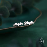 Tiny Bat 16G Internally Threaded Flat Back Earrings in Sterling Silver, Animal Earrings