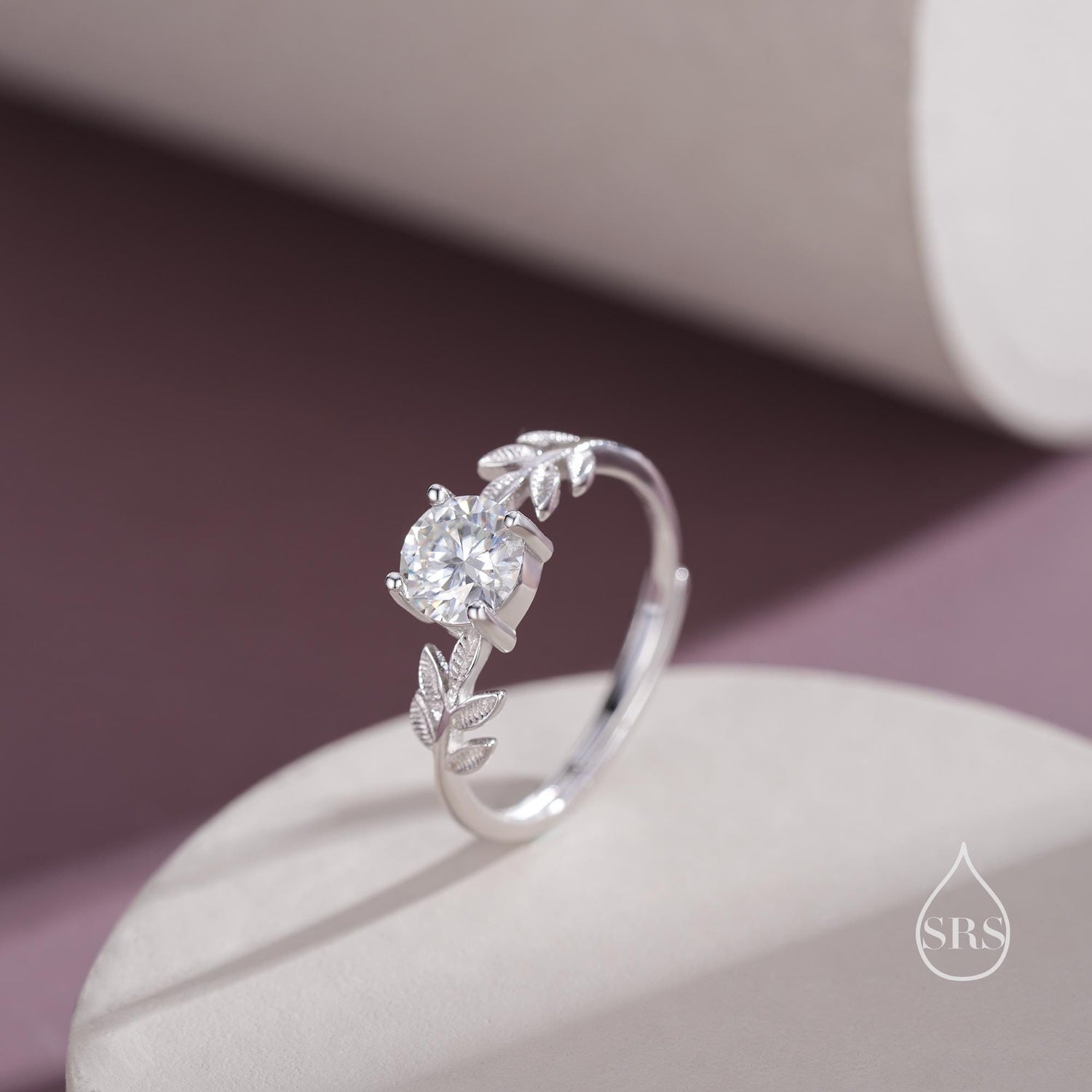 1 Carat Moissanite Stone and Leaf Ring