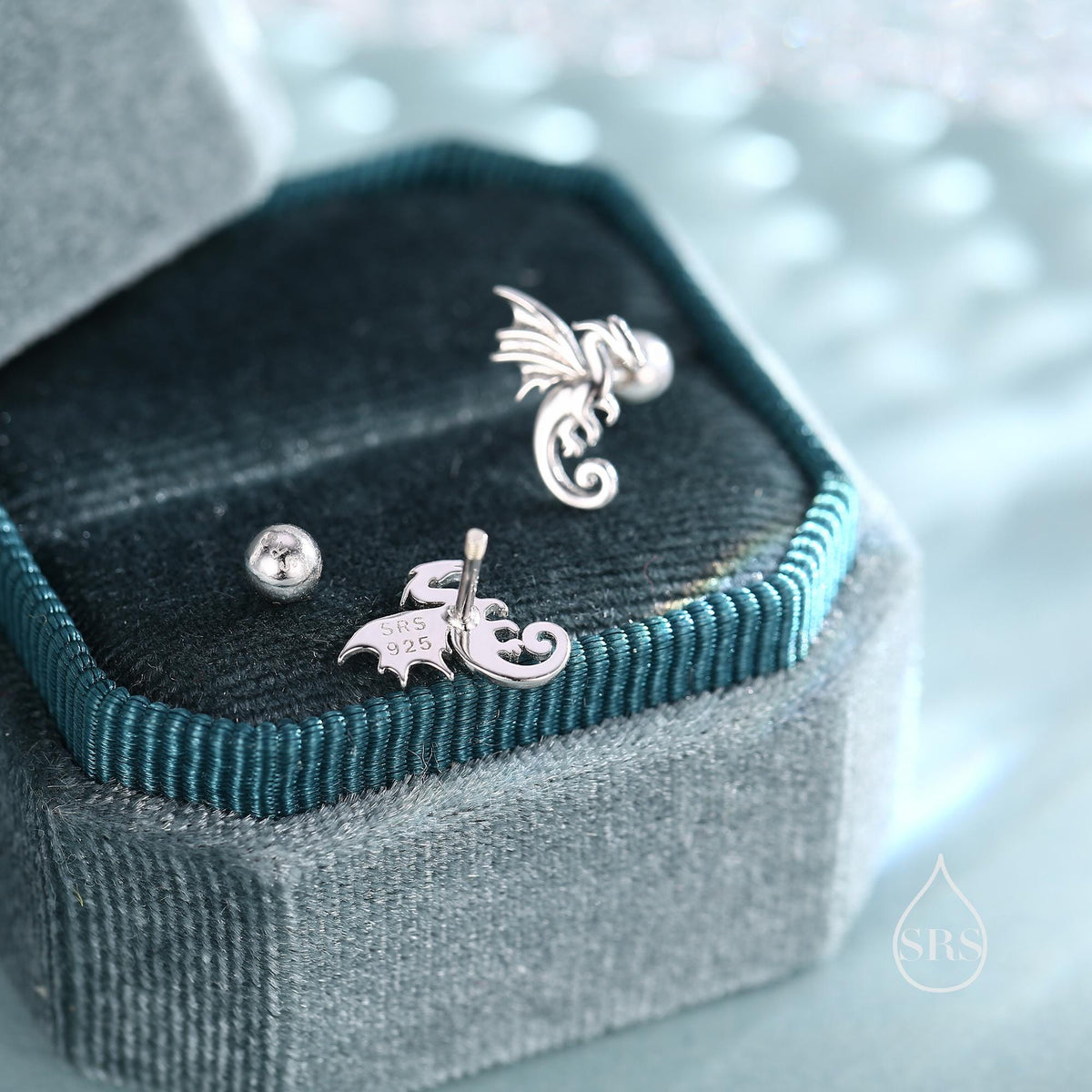 Extra Small Dragon 18G Screw Back Earrings in Sterling Silver