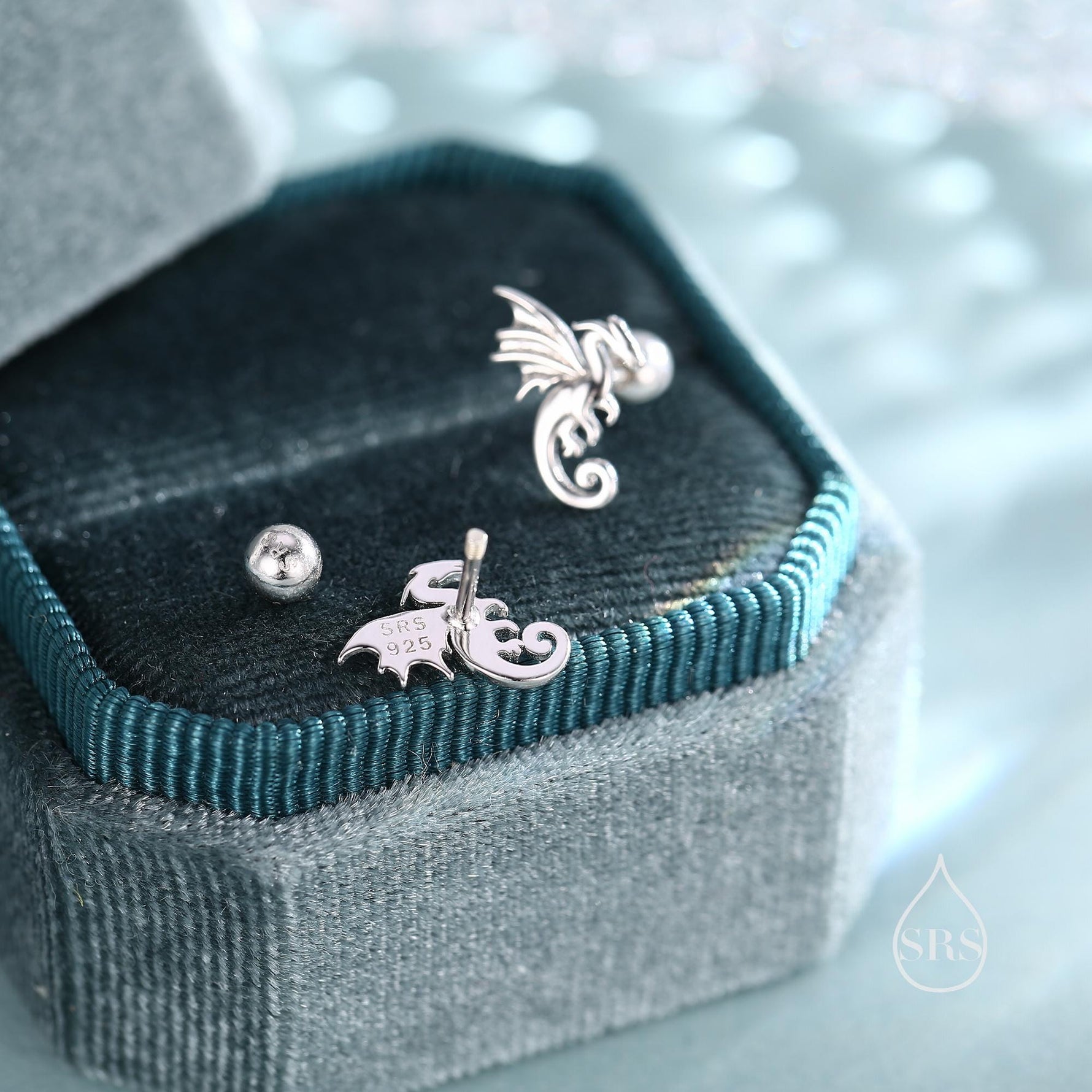 Extra Small Dragon 18G Screw Back Earrings in Sterling Silver