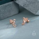 Extra Small Dragon 18G Screw Back Earrings in Sterling Silver