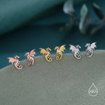 Extra Small Dragon 18G Screw Back Earrings in Sterling Silver