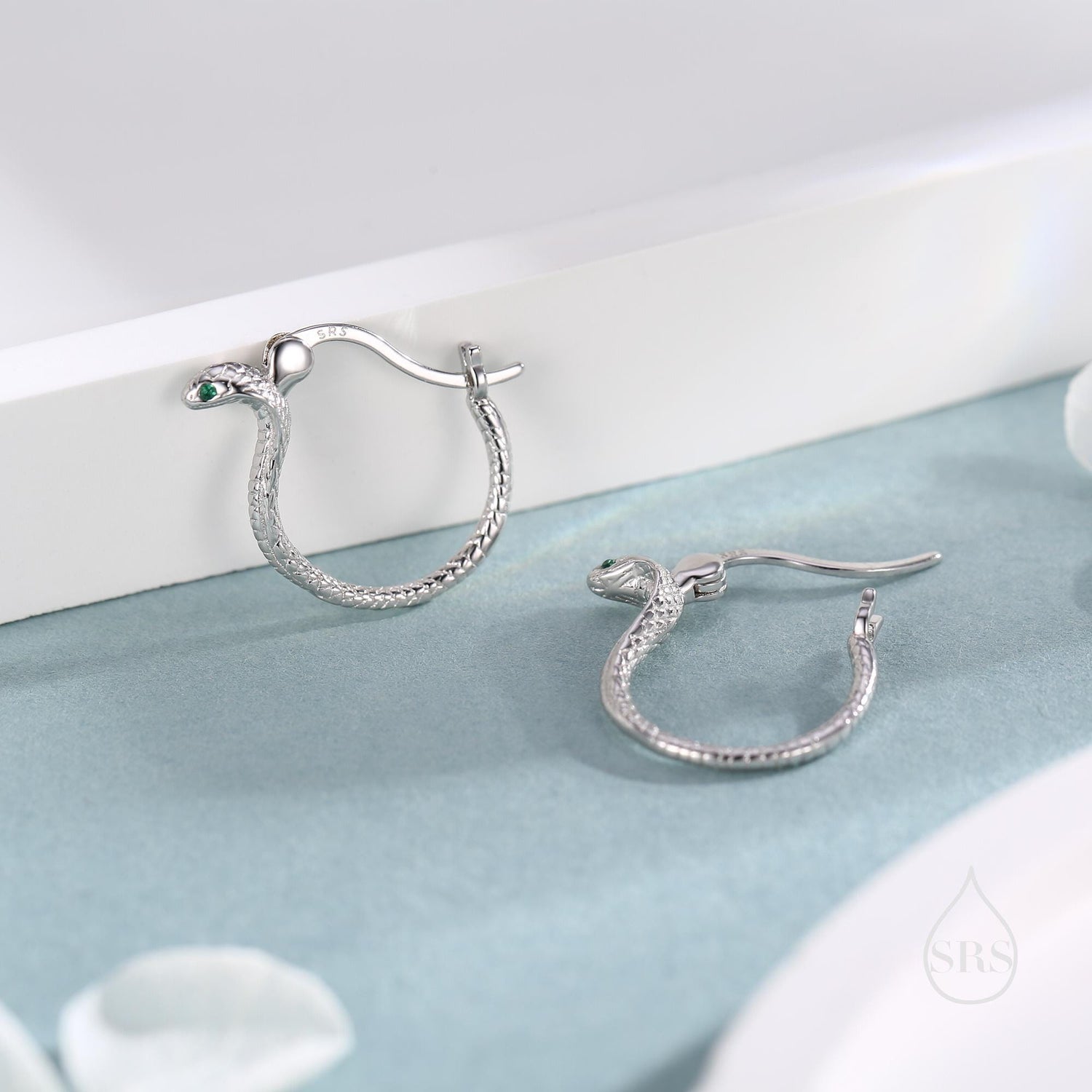 Cobra Snake  Hoops in Sterling Silver, Gold, Rose Gold or Black, 12mm, Snake Earrings, Snake Hoops