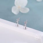 Tiny Dagger Sword Internally Threaded Flat Back Earrings / Stud Earrings in Sterling Silver - Stacking Earrings - Ear Stacks