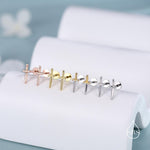 Tiny Dagger Sword Internally Threaded Flat Back Earrings / Stud Earrings in Sterling Silver - Stacking Earrings - Ear Stacks