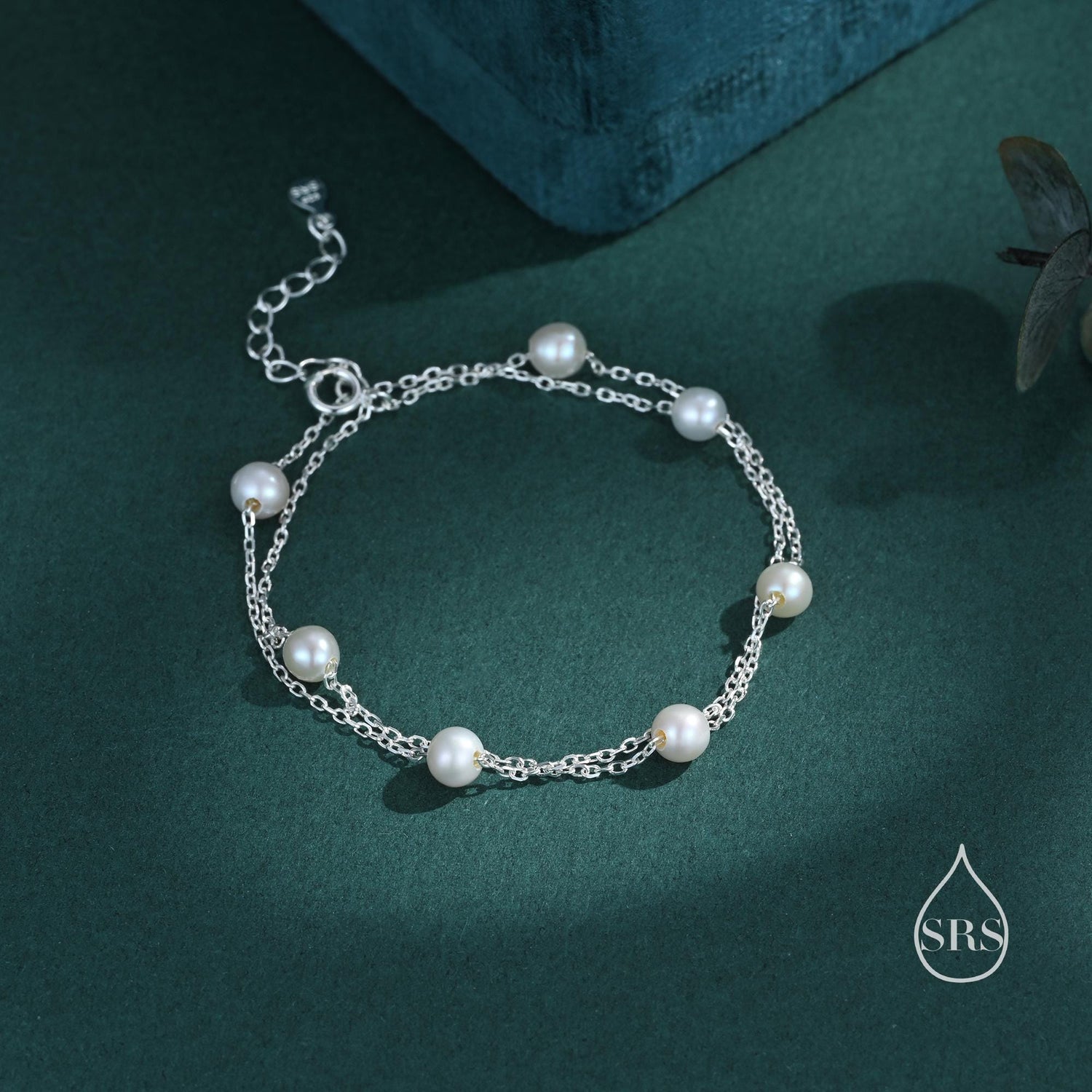 Sterling Silver Double Layer Natural Pearl Beaded Bracelet, Silver or Gold, Real Freshwater Pearls, Natural Pearl Bracelet, Bridal Jewellery