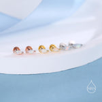 Sterling Silver White Opal Marquise 16G Internally Threaded Flat Back Earrings