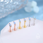 Sterling Silver Blue Opal Marquise 16G Internally Threaded Flat Back Earrings