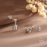 Snowdrop Flower Drop Dangle Earrings in Sterling Silver, Silver and Gold Two Tone, Nature Inspired Flower Earrings, January Birth Flower