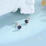 Sterling Silver Dark Iolite Stud Earrings in Sterling Silver, Bezel Set and Rose Cut Iolite, Natural liolite Earrings,
