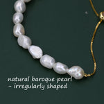 Sterling Silver Freshwater Baroque Pearl Slider Bracelet, Silver or Gold or Rose Gold, Genuine Fresh Water Pearls, Natural Pearl Bracelet