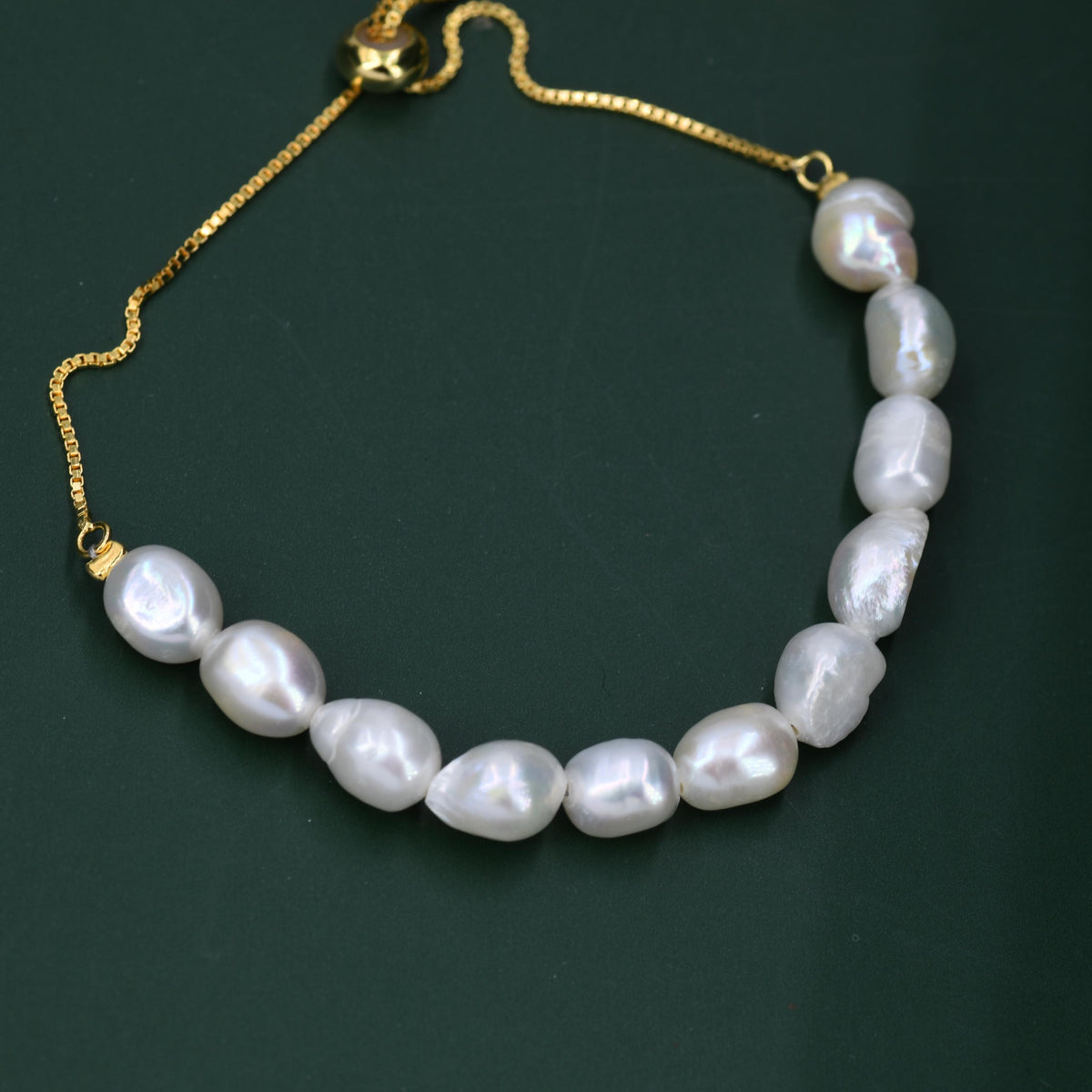 Sterling Silver Freshwater Baroque Pearl Slider Bracelet, Silver or Gold or Rose Gold, Genuine Fresh Water Pearls, Natural Pearl Bracelet