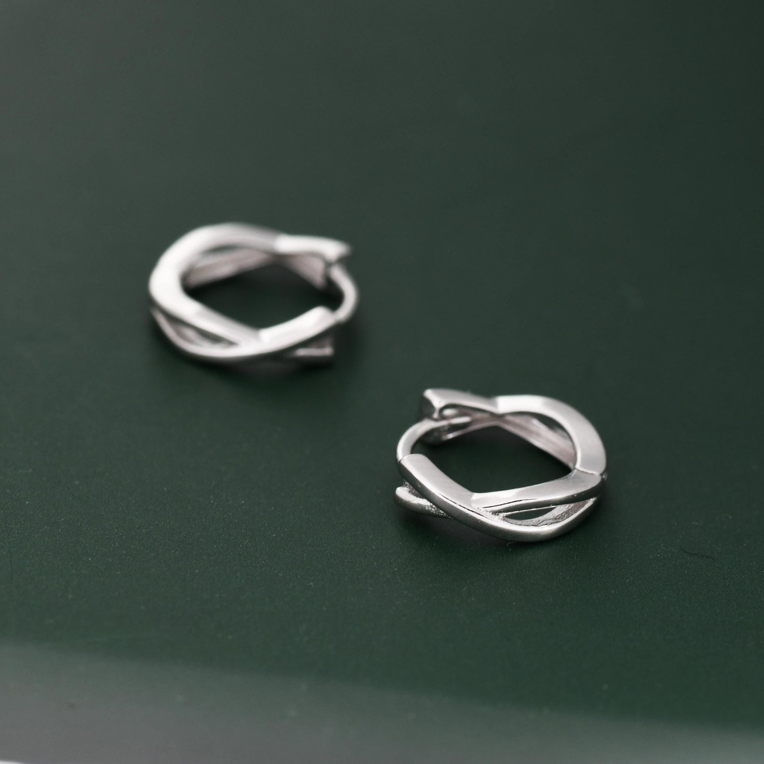 Sterling Silver Delicate Braided Huggie Hoops, Mini Twist Hoops, Intertwining Hoop Earrings, Dainty Huggie Hoops Earrings, Mobius Hoops