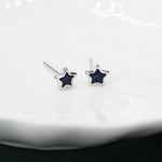 Darkest Blue CZ Star Stud Earrings in Sterling Silver, Silver or Gold, Sparkly Crystal Star Earrings, Stacking Earrings