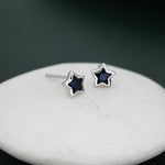 Darkest Blue CZ Star Stud Earrings in Sterling Silver, Silver or Gold, Sparkly Crystal Star Earrings, Stacking Earrings