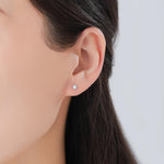 Tiny 3mm White Opal Internally Threaded Flat Back/ Screw Back/ Stud Earrings in Sterling Silver, Small Opal/ White Opal Screw Back Earrings