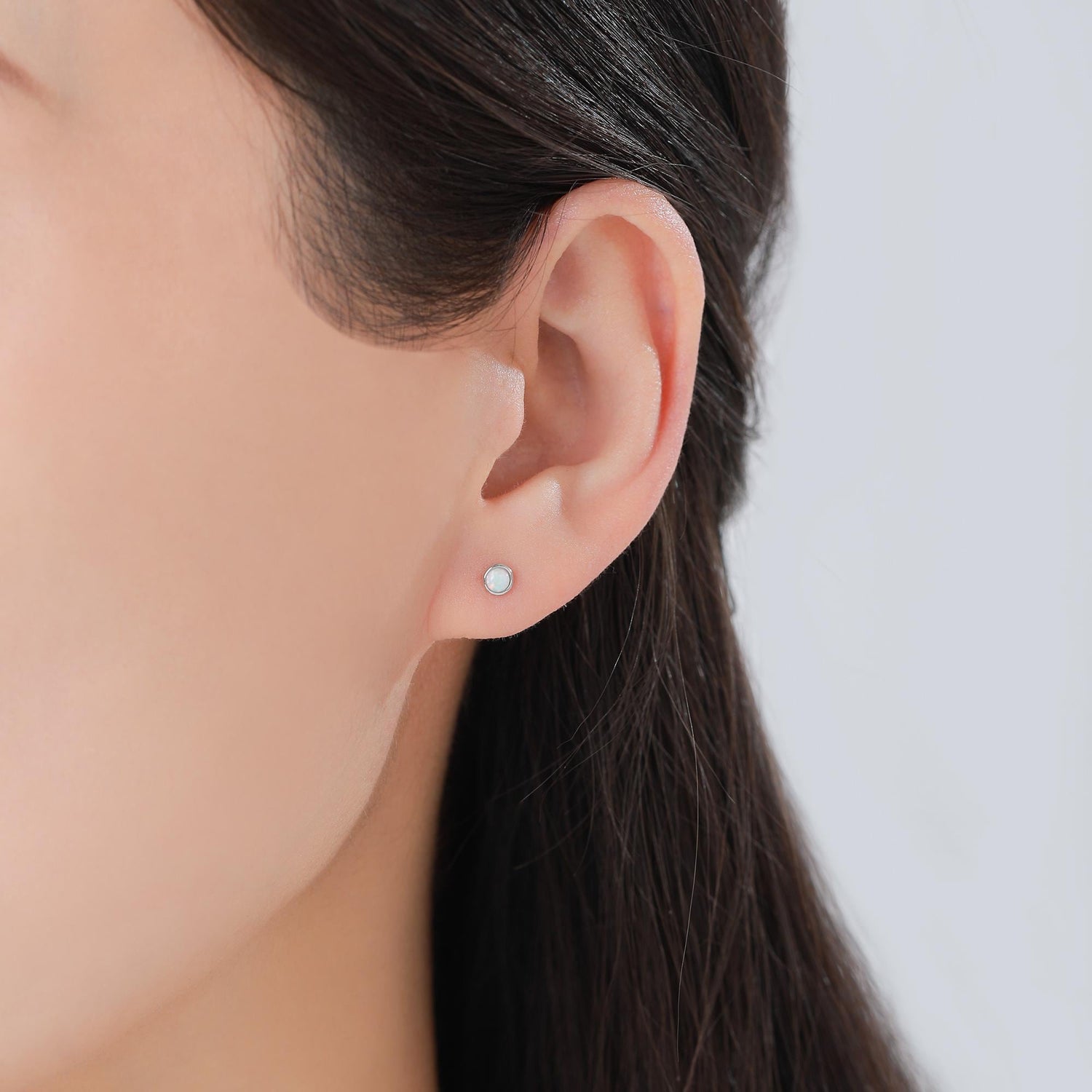 Tiny 3mm White Opal Internally Threaded Flat Back/ Screw Back/ Stud Earrings in Sterling Silver, Small Opal/ White Opal Screw Back Earrings