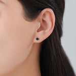 Sterling Silver Genuine Black Tourmaline Tiny Stud Earrings, Natural Rose Cut Black Tourmaline Stud, Semi-Precious Gemstones, 4mm Bezel