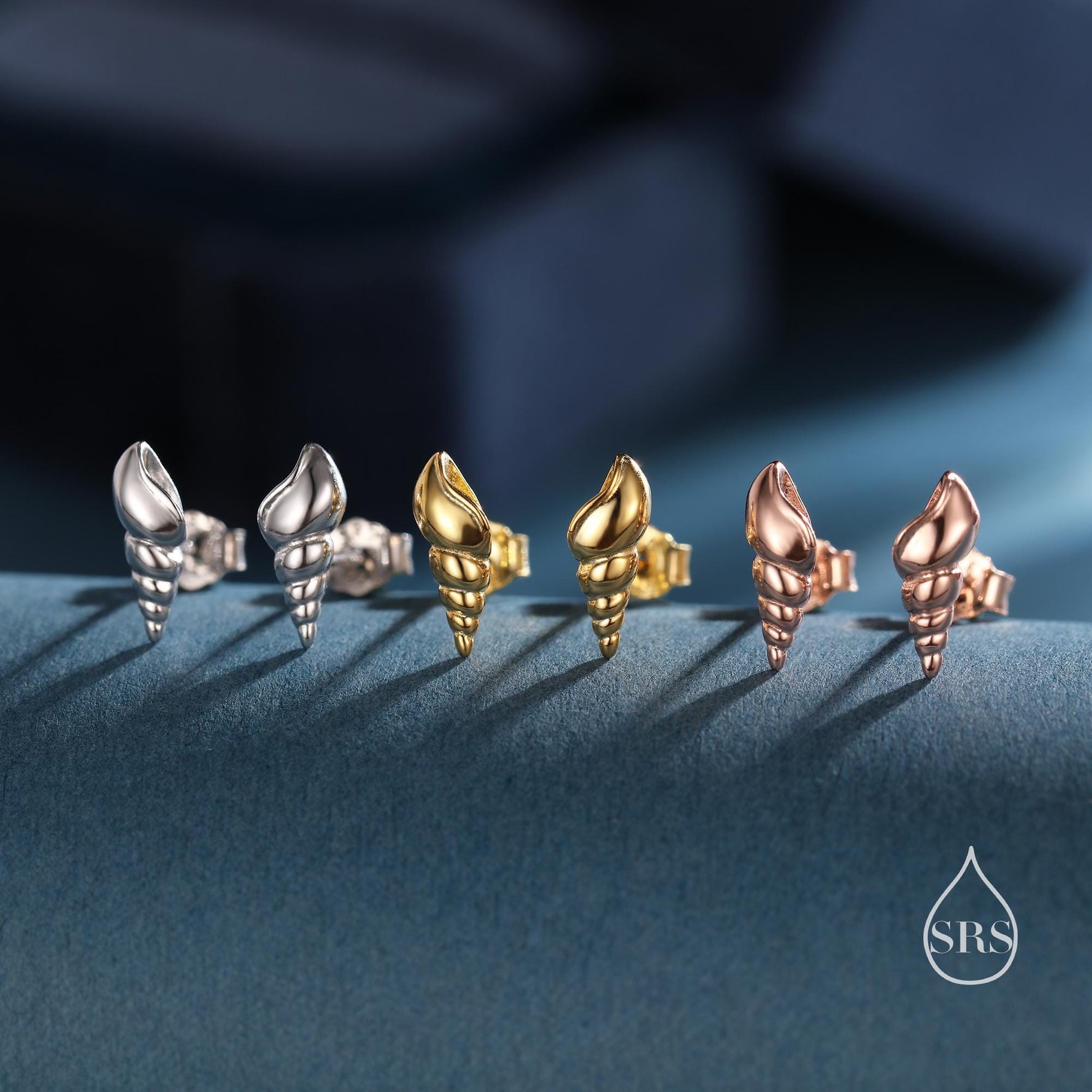 Seashell Earrings in Sterling Silver - Petite Auger Shell Stud - Silver or Gold or Rose Gold, Pointy Shell - Sea, Ocean, Cute,