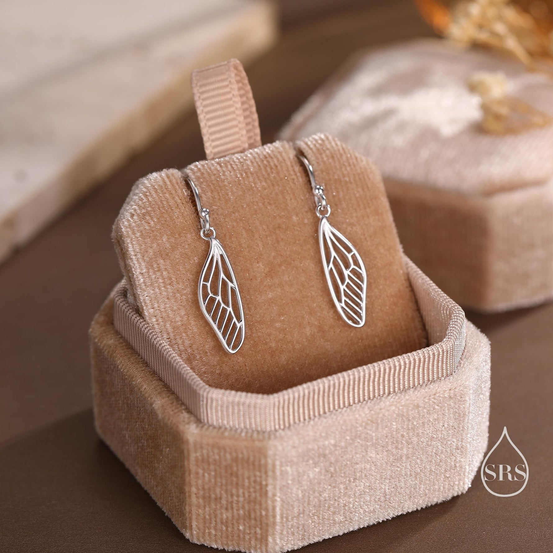 Dragonfly Wing Drop Earrings in Sterling Silver, Silver or Gold or Rose Gold, Butterfly Wing Earrings, Wing Earrings,
