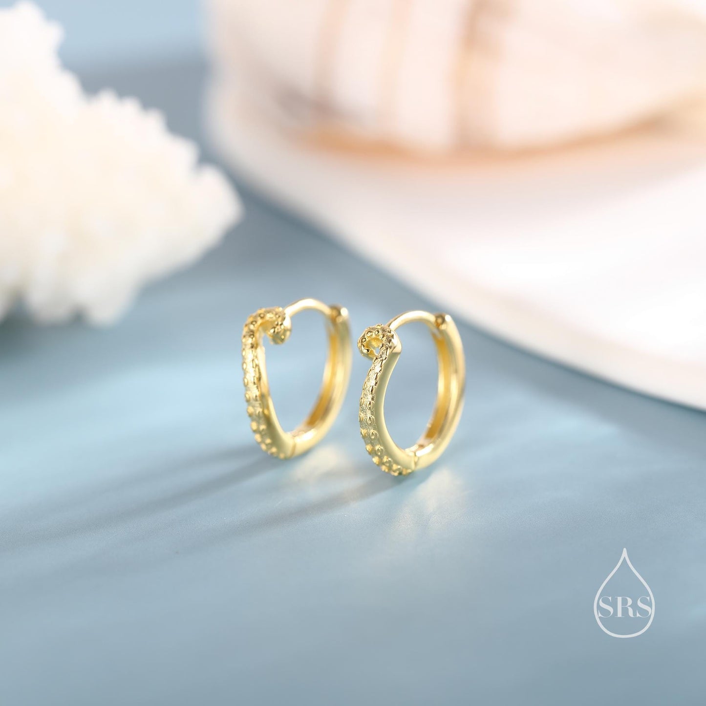 Sterling Silver Octopus Tentacles Hoop Earrings, Silver, Gold or Rose Gold, Single Octopus Hoop Earrings, Squid Tentacle Hoops