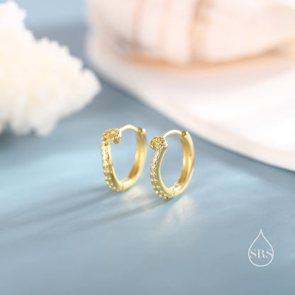 Sterling Silver Octopus Tentacles Hoop Earrings, Silver, Gold or Rose Gold, Single Octopus Hoop Earrings, Squid Tentacle Hoops