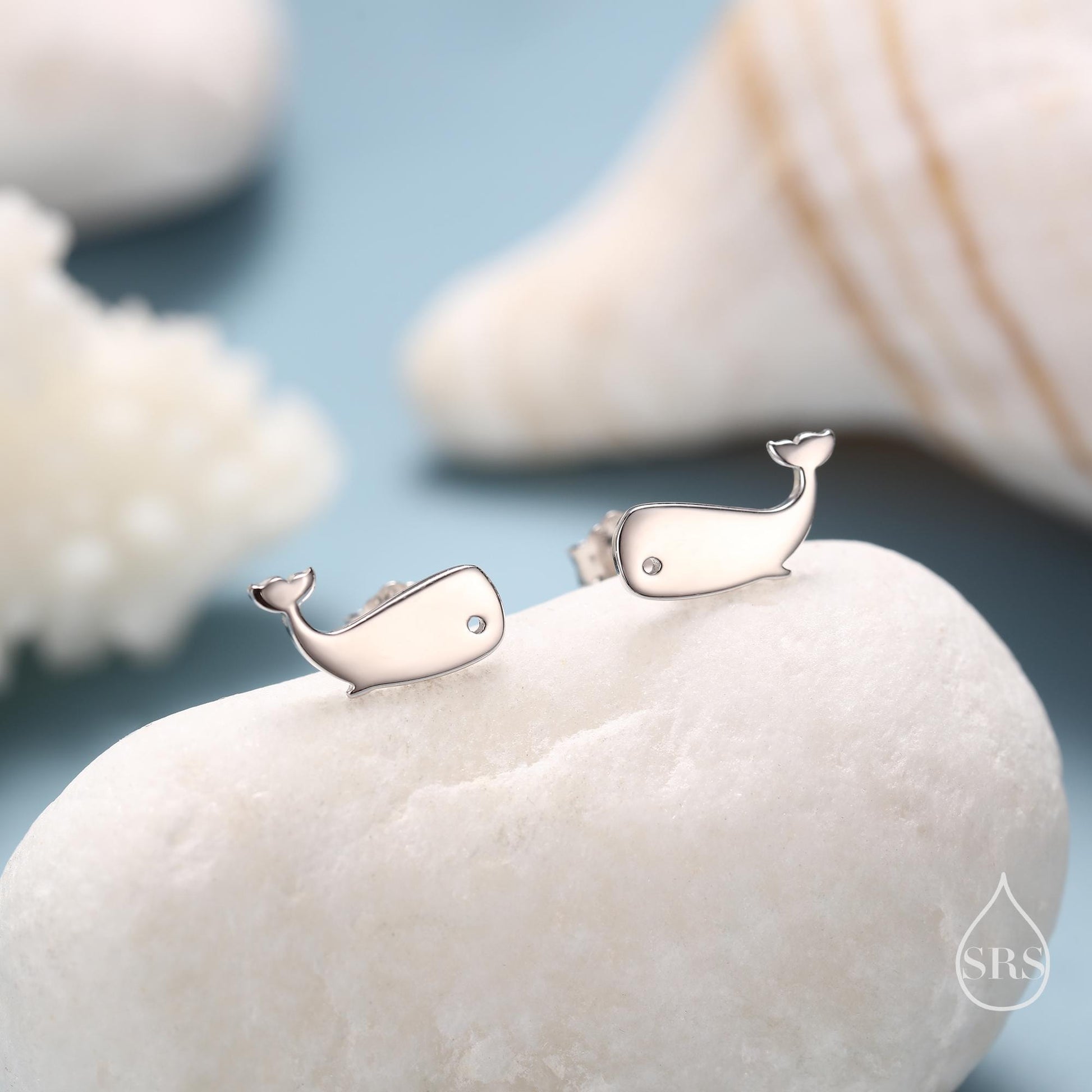 Little Whale Fish Stud Earrings in Sterling Silver, Cute Fun Quirky Animal Jewellery, Gift for Her, Animal Lover, Nature Inspired