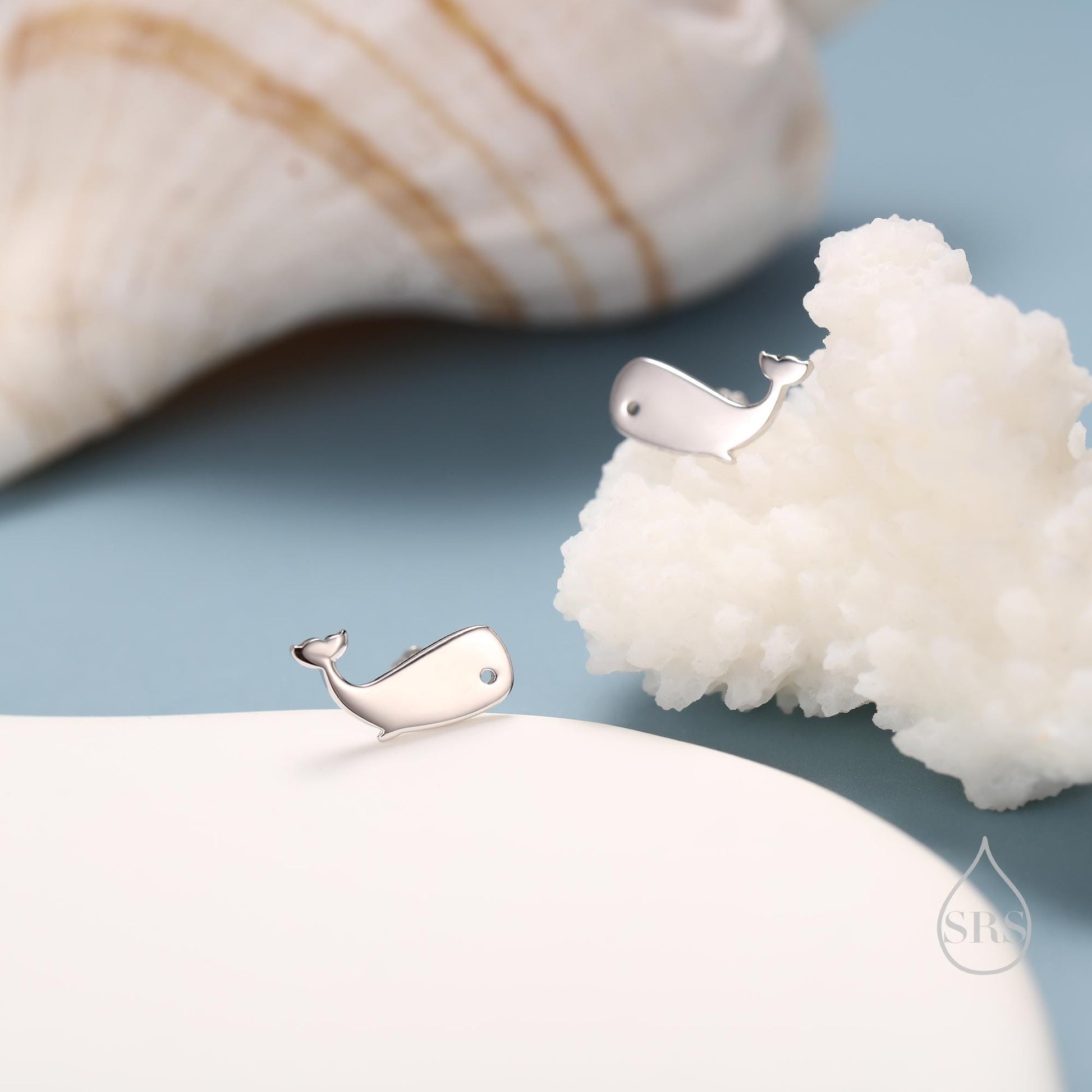 Little Whale Fish Stud Earrings in Sterling Silver, Cute Fun Quirky Animal Jewellery, Gift for Her, Animal Lover, Nature Inspired