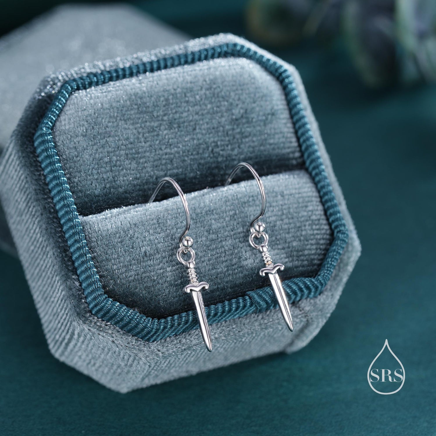 Little Dagger Sword Drop Hook Earrings in Sterling Silver - Sword Dangle Drop Earrings, Sword Earrings