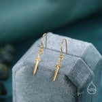 Little Dagger Sword Drop Hook Earrings in Sterling Silver - Sword Dangle Drop Earrings, Sword Earrings